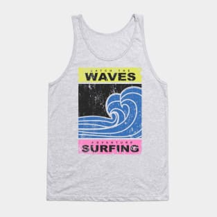 vintage Waves Surfing beach Typography Tank Top